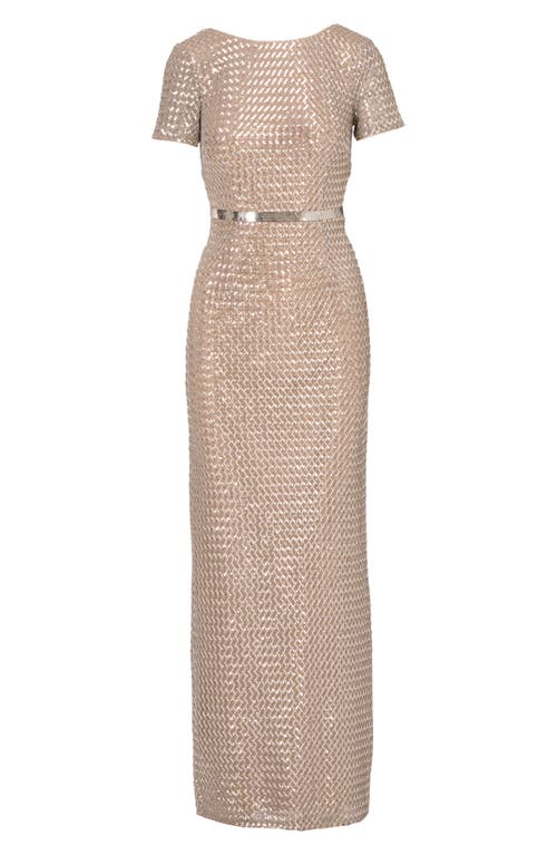 Adrianna Papell Womens Sequined Polyester Evening Dress In Silver/beige