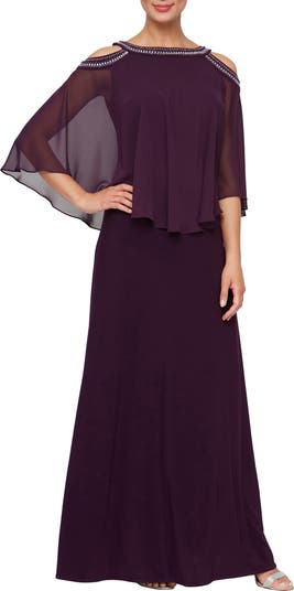 Alex Evenings Embellished Cold Shoulder Popover Formal Gown Nordstrom