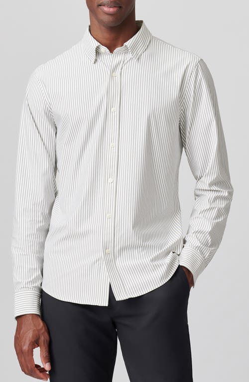 Commuter Slim Fit Shirt in White/Khaki Stripe