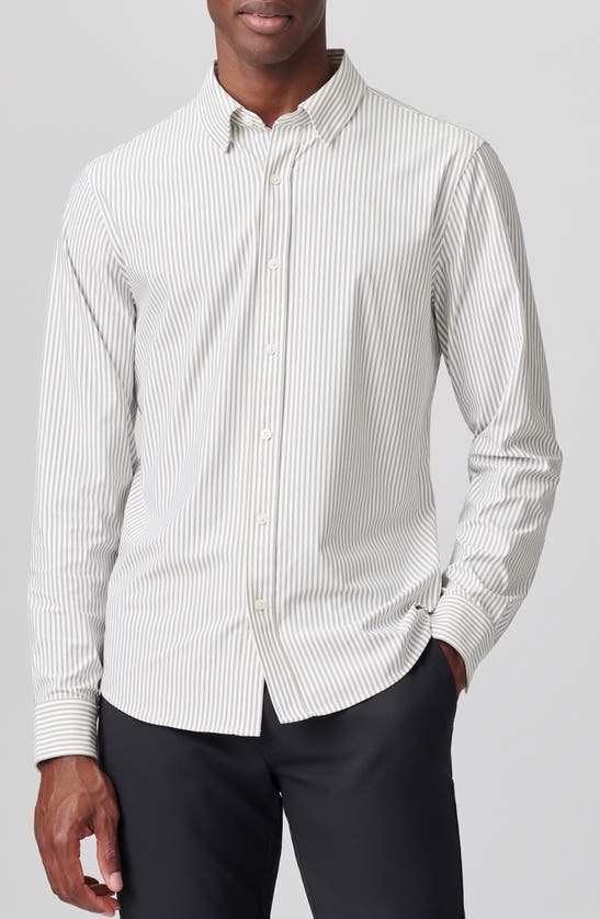 Shop Rhone Commuter Slim Fit Shirt In White/ Khaki Stripe