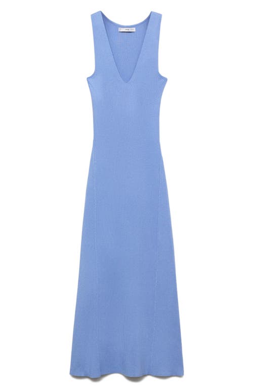 Shop Mango Sleeveless Rib Midi Sweater Dress In Sky Blue