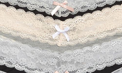 Honeydew Intimates 3-pack Lace Thong In Black/heather Grey/black