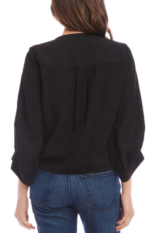 Shop Karen Kane Tie Front Blouson Sleeve Top In Black