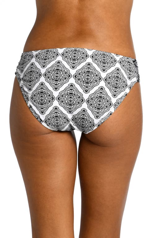 Shop La Blanca Oasis Side Shirred Bikini Bottoms In Black/white