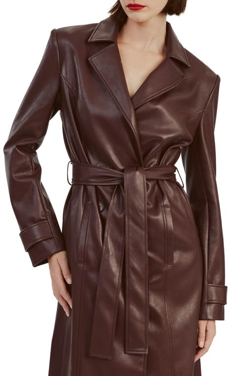 Shop Bardot Faux Leather Trench Coat In Deep Plum