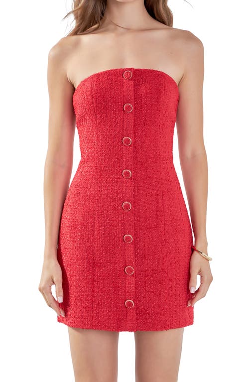 Shop Endless Rose Strapless Tweed Sheath Minidress In Red