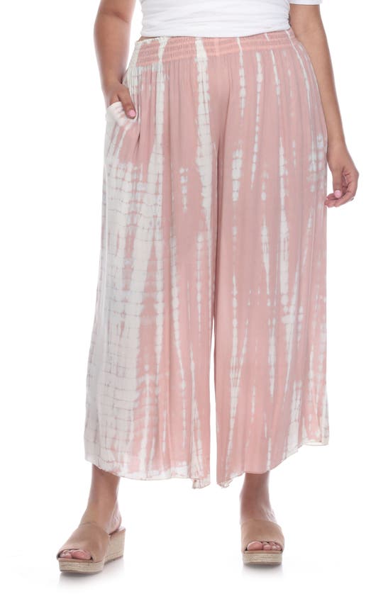 Shop Boho Me Tie Dye Print Cropped Wide Leg Pants In Taupe Td