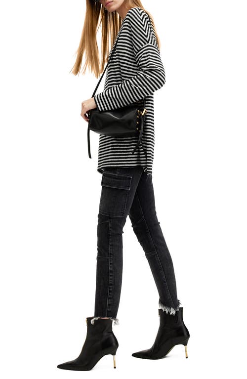 Shop Allsaints Rita Stripe Long Sleeve Boatneck T-shirt In Chalk/ink