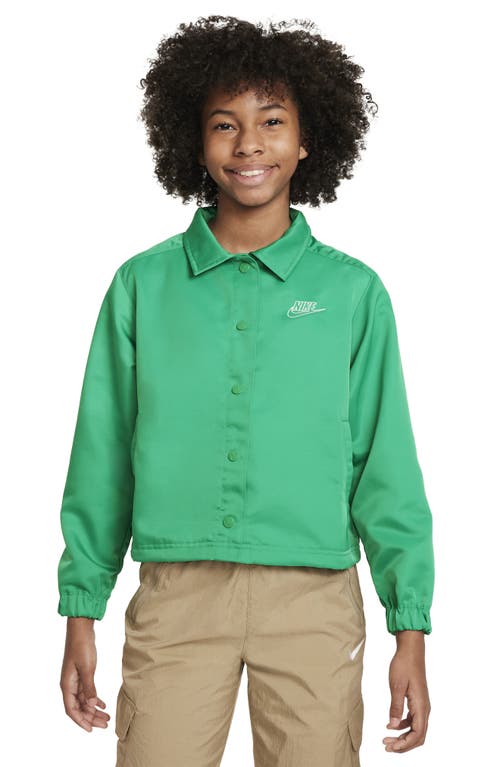 Nike Kids' Sportswear Snap Front Jacket In Stadium Green/white