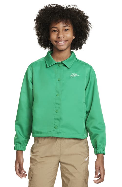 Shop Nike Kids' Sportswear Snap Front Jacket In Stadium Green/white