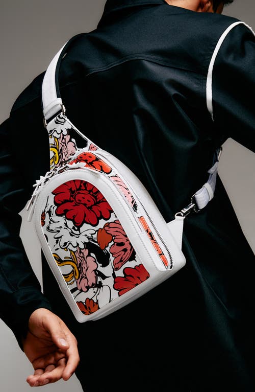 Shop Christian Louboutin Loubifunk Leather & Jacquard Backpack In Bianco/multi/bianco