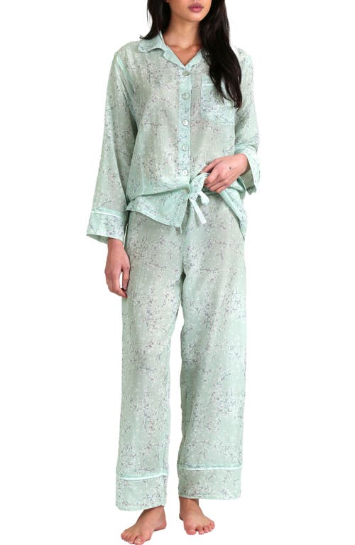 Cheri Blossom Cotton & Silk Pajamas in Sage
