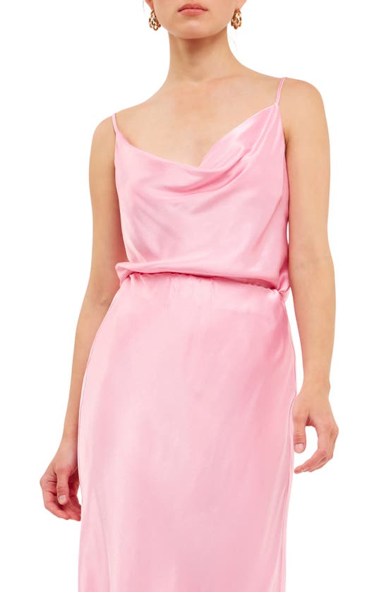 Grey Lab Cowl Neck Satin Camisole In Bubblegum Pink