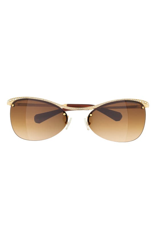 Shop Swarovski 63mm Gradient Irregular Sunglasses In Gold
