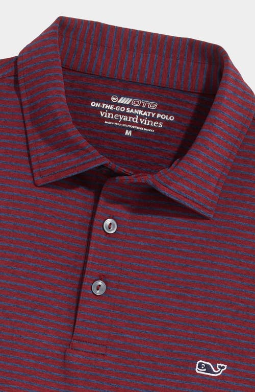 Shop Vineyard Vines Bradley Stripe Sankaty Performance Polo In Crimson/naut Navy