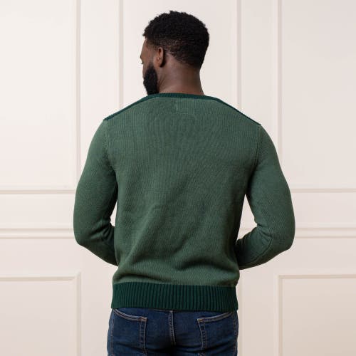 Hope & Henry Organic Shoulder Detail Crew Neck Sweater In Pine Green Heather