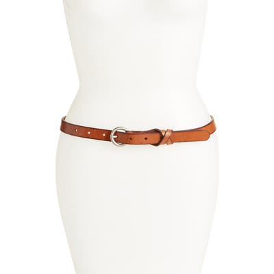 Frye Flat Panel Skinny Leather Belt, Tan