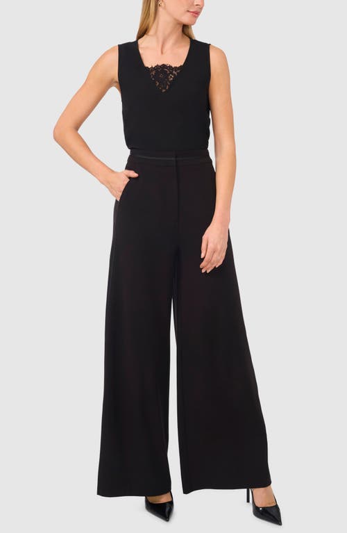 Shop Halogenr Halogen(r) Grosgrain Ribbon Trim Wide Leg Pants In Rich Black