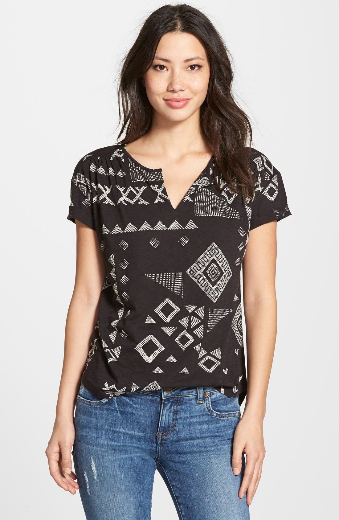 Lucky Brand 'Gia Patchwork' Jersey Top Nordstrom