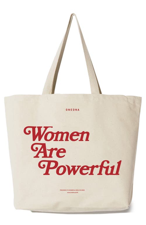 Women are Powerful Graphic Canvas Tote in Natural/Red