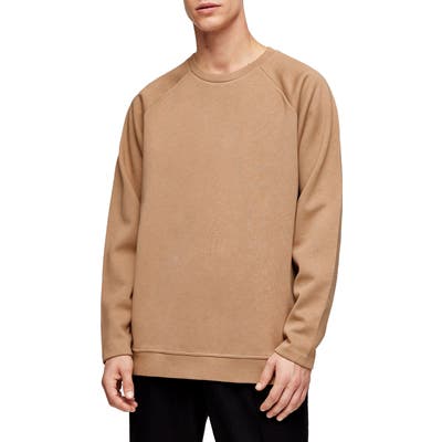 Topman Side Zip Crewneck Sweater, Beige