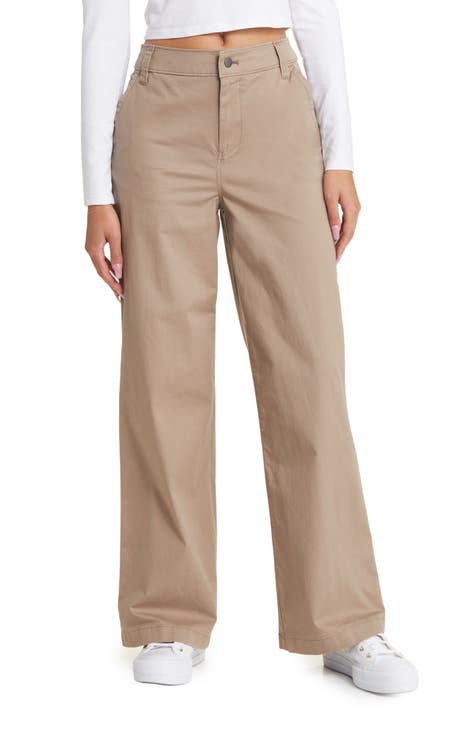 Relaxed fit wide-leg twill trousers - Women