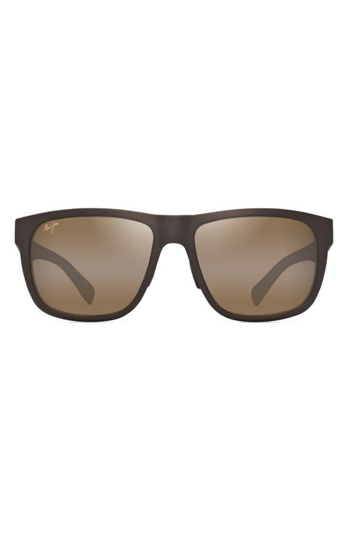 Shop Maui Jim Puakea 57mm Polarizedplus2® Square Sunglasses In Matte Brown