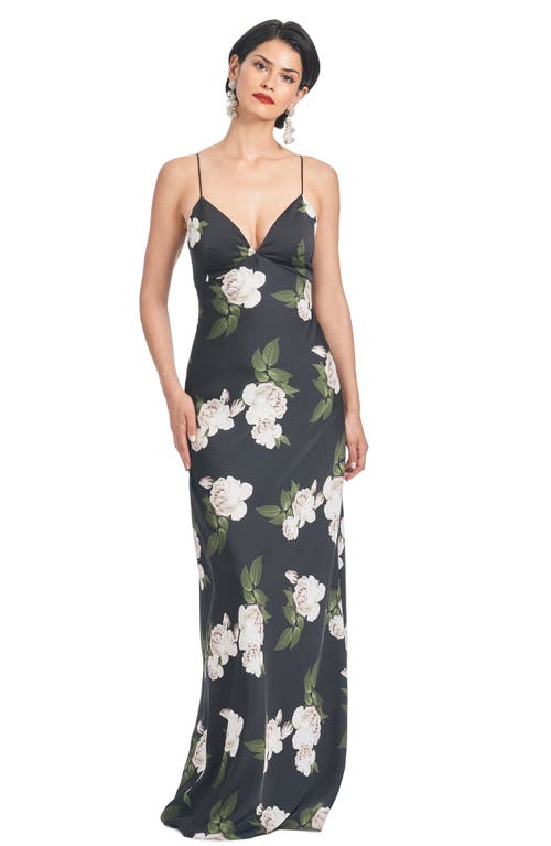 Shop Sachin & Babi Alta Floral A-line Gown In Obsidian Blooms