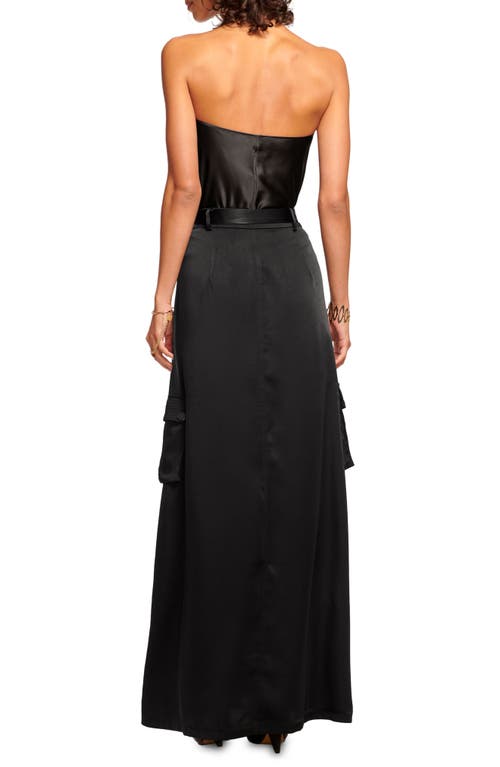 Shop Ramy Brook Decker Satin Maxi Cargo Skirt In Black