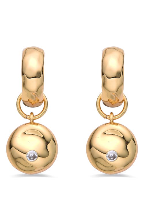 Eye Candy Los Angeles Lou Crystal Drop Huggie Earrings In Gold