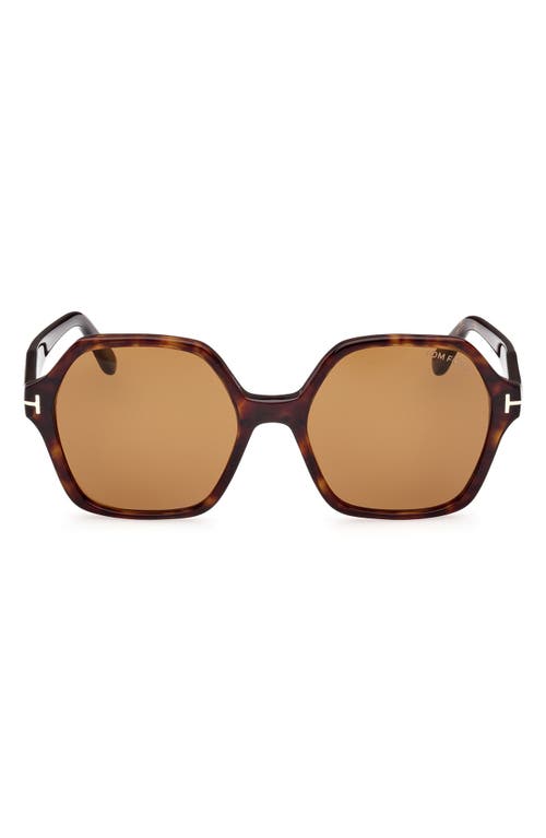 Shop Tom Ford Romy 56mm Polarized Geometric Sunglasses In Shiny Dark Havana/brown
