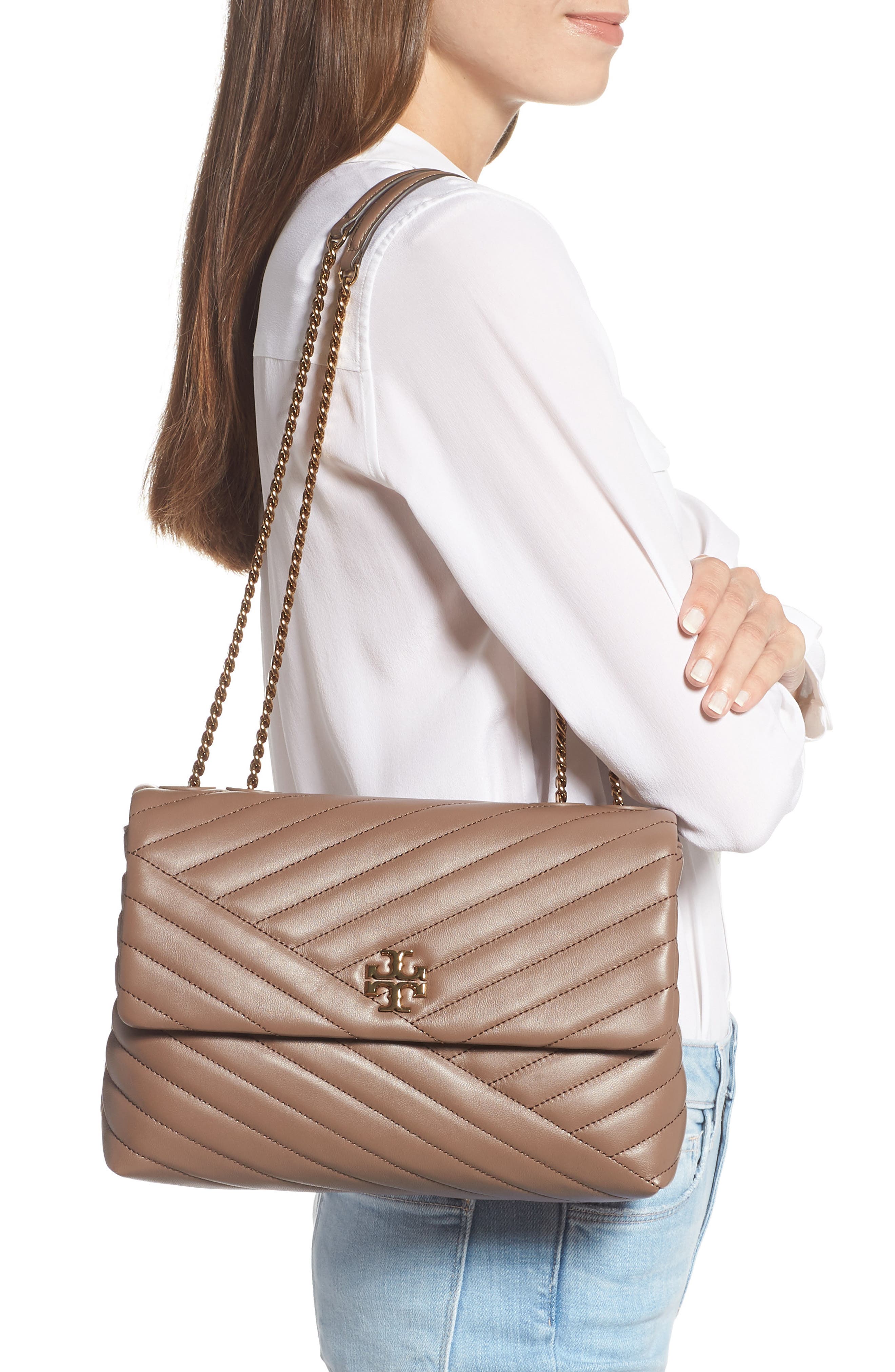 kira chevron leather crossbody bolsa tory burch