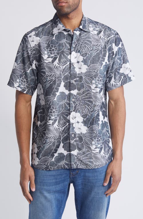 Shop Tommy Bahama Playa Coconut Point Floral Short Sleeve Button-up Shirt In Black