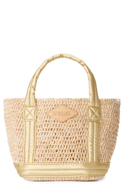 Mz Wallace Mini Raffia Tote In Sequin Raffia/light Gold