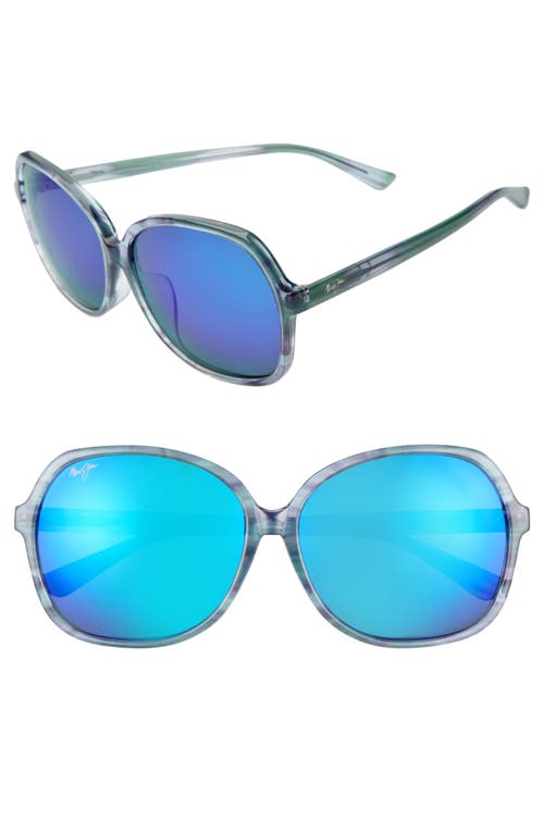 Maui Jim Taro 59mm PolarizedPlus2® Round Sunglasses in Aquamarine/Blue Hawaii 