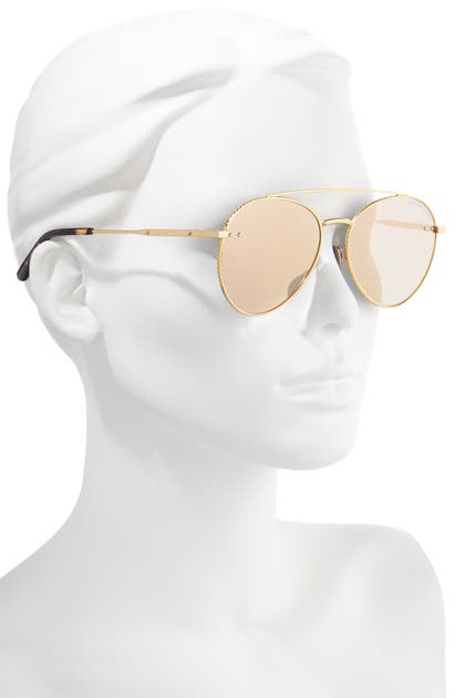 Click to view more detailed imagery on our partner's website Bottega Veneta 58Mm Aviator Sunglasses In Gold/ Gold Mirror