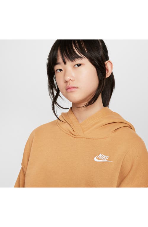 Nike Sportswear Club Fleece Big Kids' Oversized Pullover Hoodie In Flax/white