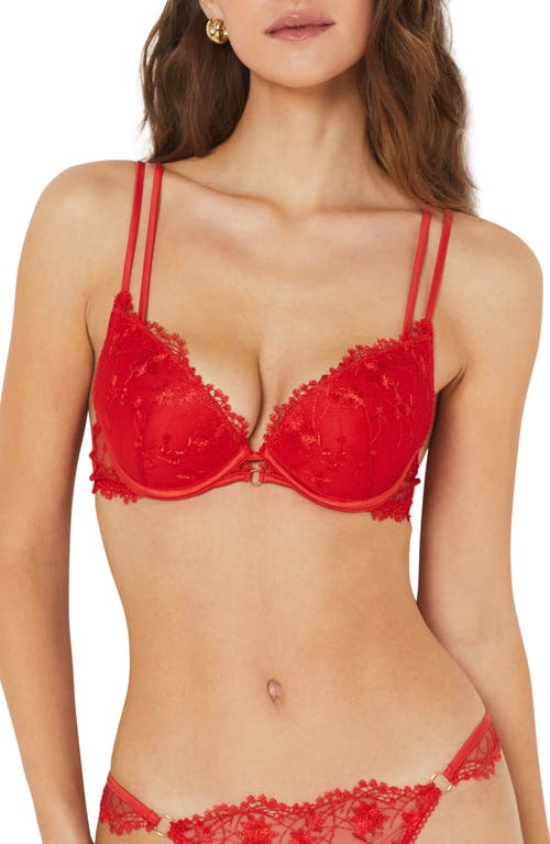 Lumineuse No. 2 Underwire Plunge Push-Up Bra in Red