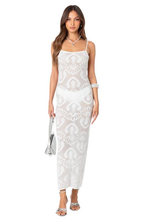 Shop Edikted Embroidered Open Back Sheer Mesh Cover-up Dress In Cream