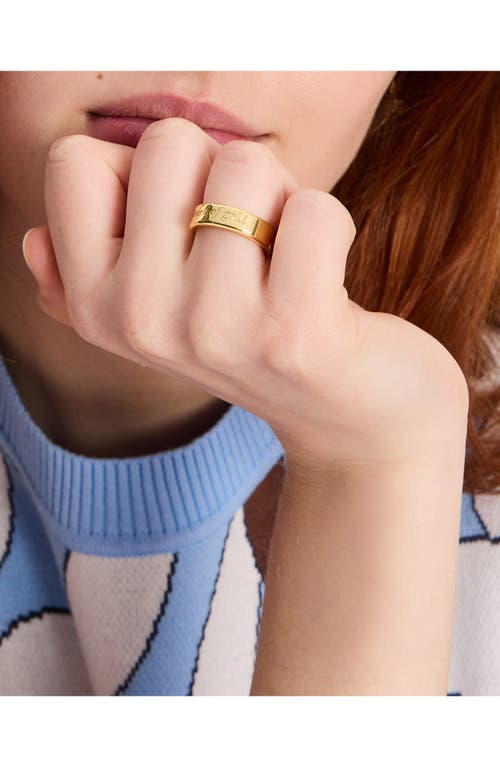 Kate Spade Engraved Idiom Script Band Ring In Gold