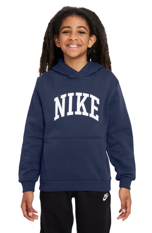 Shop Nike Kids' Sportswear Club Logo Hoodie In Midnight Navy/white