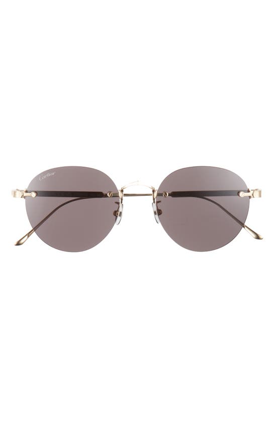 Shop Cartier 52mm Round Sunglasses In Gold