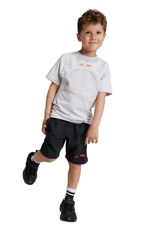 Shop Adidas Originals Adidas X Star Wars™ Kids' Z.n.e. Cotton Graphic T-shirt & Shorts Set In Grey/bright Red