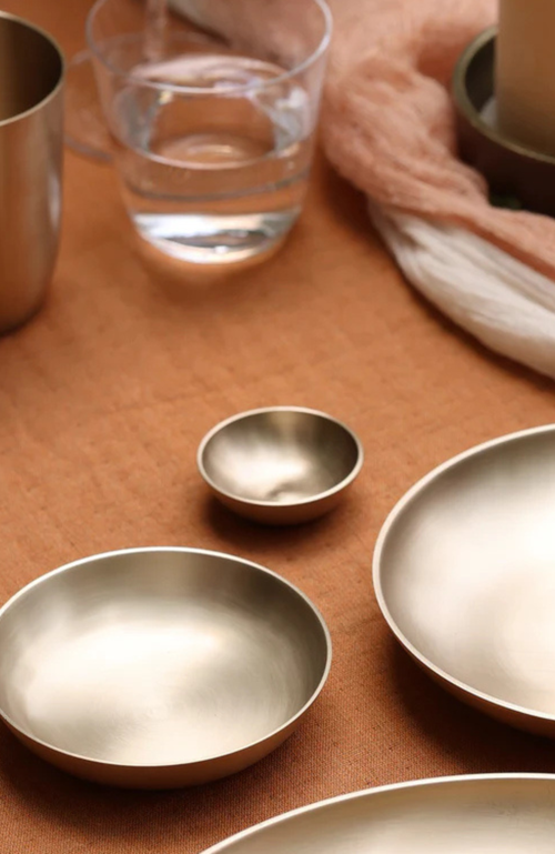 Fleck Luxe Kansa Dip Bowl Set Of 4 In Bronze