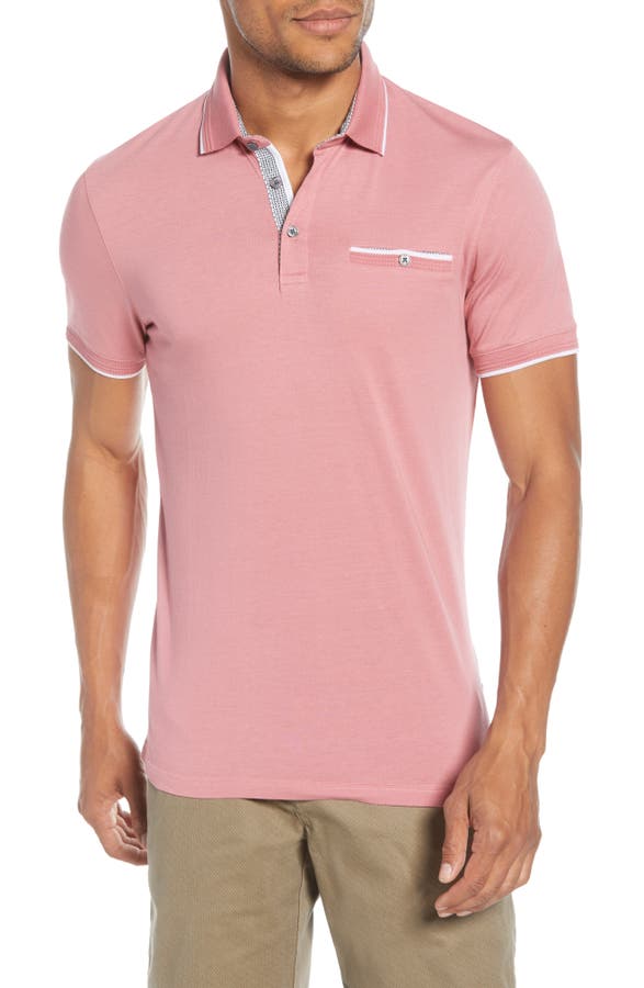 Ted Baker Derry Slim Fit Polo In Medium Pink