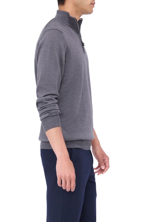 Shop Bugatchi Merino Wool Quarter Zip Pullover In Anthracite