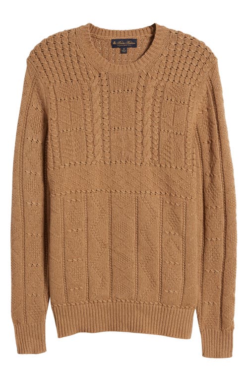 Brooks Brothers Camel Hair Cable Knit Crewneck Sweater | Brown | Size Medium In Brown