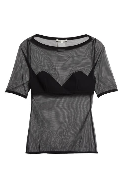 Nensi Dojaka Bra Detail Mesh Top Black at Nordstrom,