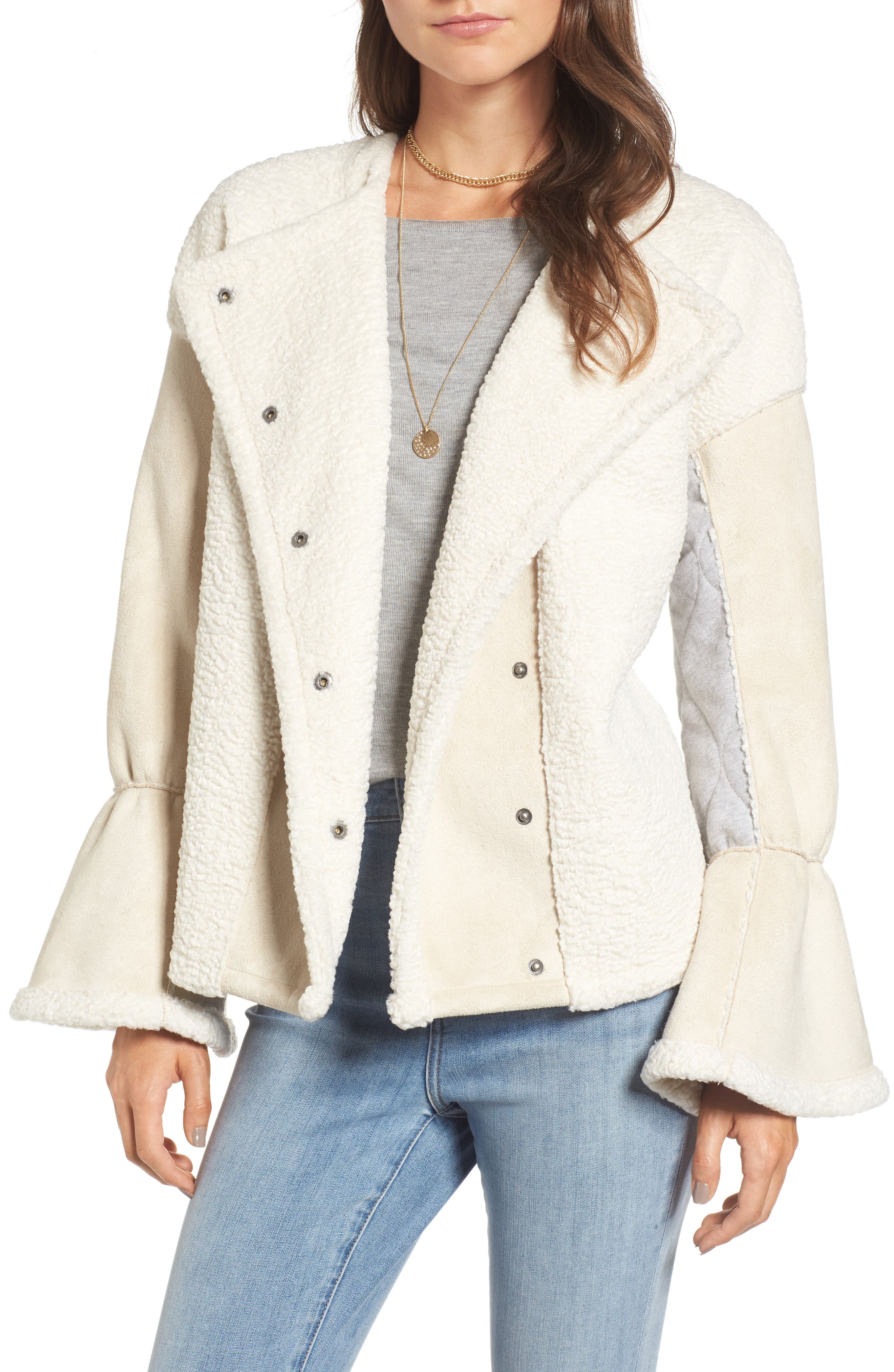 something navy faux shearling jacket