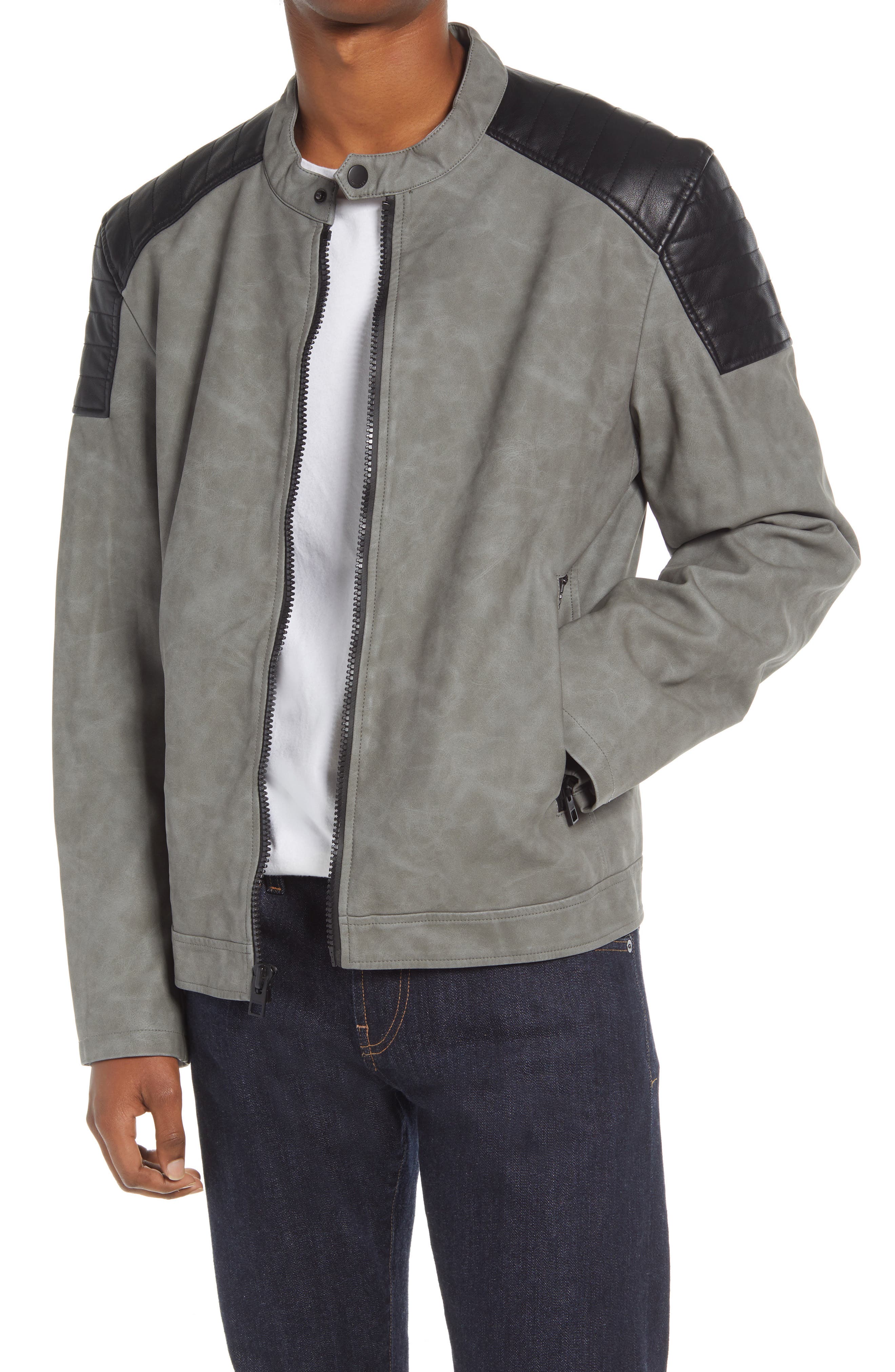 leather jacket gray